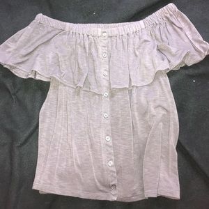 grey off the shoulder top